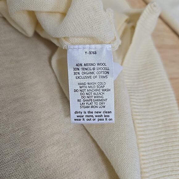 Toad & Co Merino Wool Crewneck Sweater Cream Lightweight Organic‎ Size Medium - Picture 4 of 10